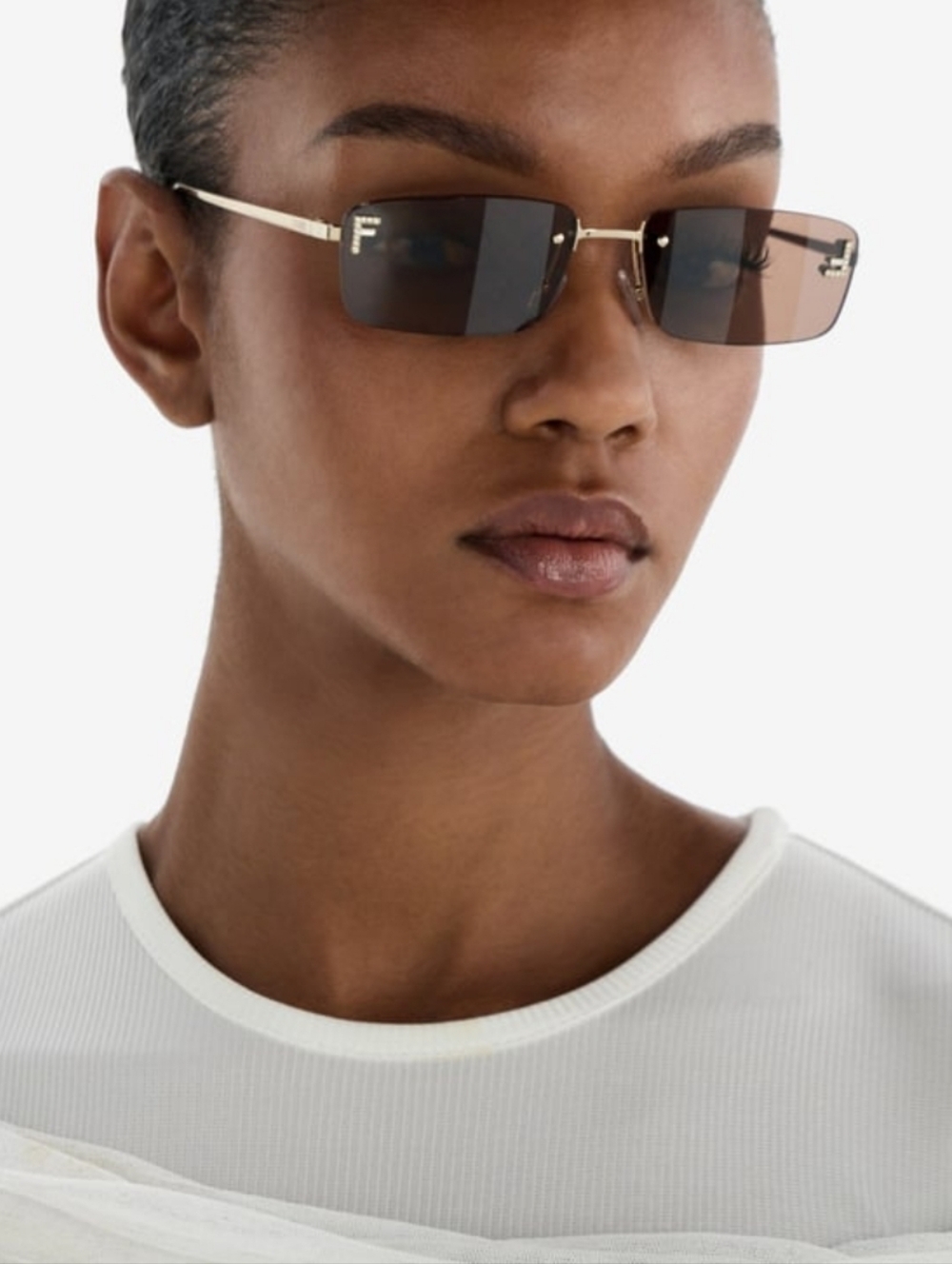 Fendi First Crystal FE 4172us Rectangular Sunglasses - Picture 2 of 12